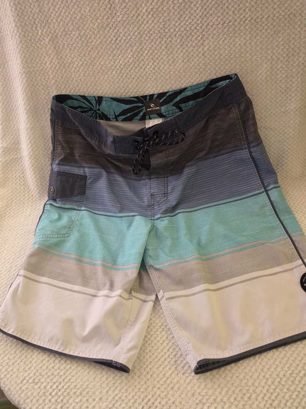 Rip Curl Men's Teal Gradient Stripe Swim Trunks